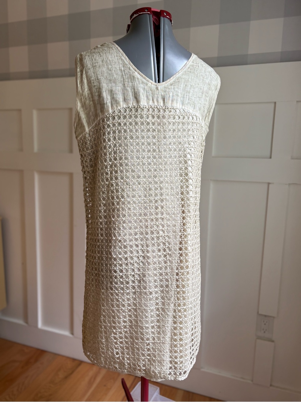 Elisa Cavaletti Cream Crochet Sleeveless Mini Dress XL - Picture 3 of 10